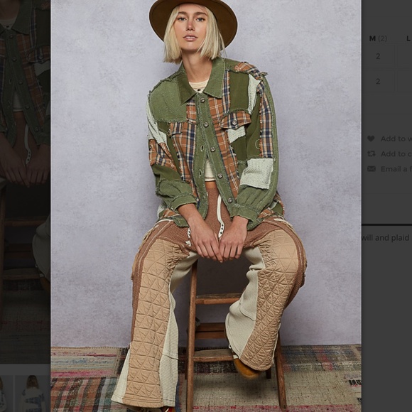 POL “ Mankato ” POL Jacket Shacket in Twill and Plaid Mix Fabric 68 - Picture 6 of 7